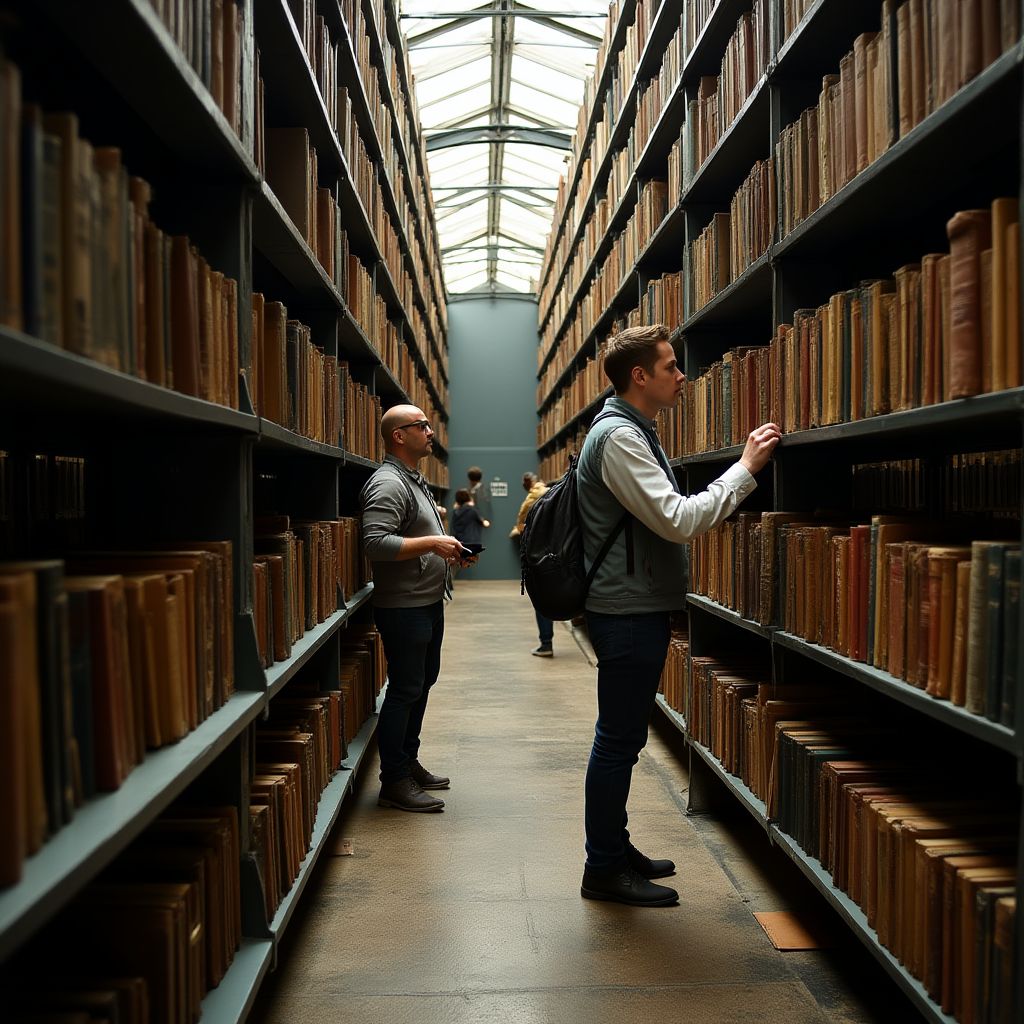 Team researching historical documents